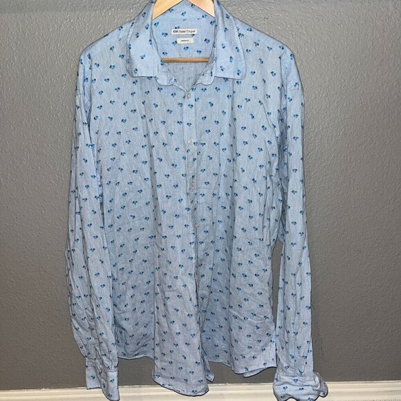 Kiwi Other - KiWi SAINT TROPEZ Comfort Fit Linen Blend Palm Tree Long Sleeve Shirt Men's XL